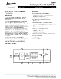 Datasheet X9118TV14-2.7 manufacturer Intersil
