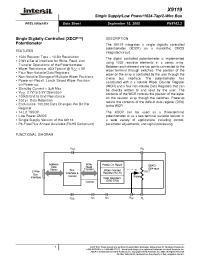Datasheet X9119TV14-2.7 manufacturer Intersil