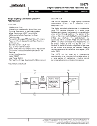 Datasheet X9279UV14IZ manufacturer Intersil