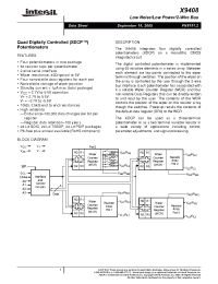Datasheet X9408-2.7 manufacturer Intersil