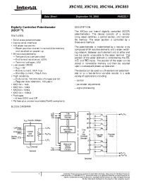 Datasheet X9C102P manufacturer Intersil