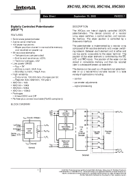 Datasheet X9C102SIZ manufacturer Intersil