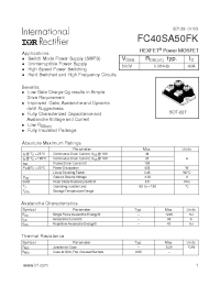 Datasheet FC40SA50FK manufacturer IRF