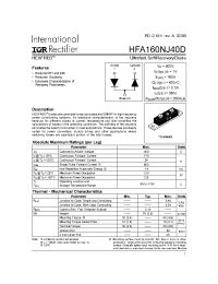 Datasheet HFA160NJ40D manufacturer IRF