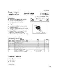 Datasheet IRF840A производства IRF