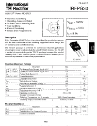 Datasheet IRFPG30 manufacturer IRF