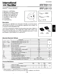 Datasheet IRFR9110 производства IRF