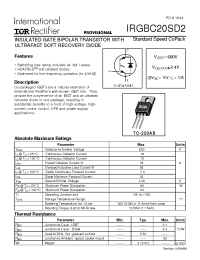 Datasheet IRGBC20SD2 manufacturer IRF