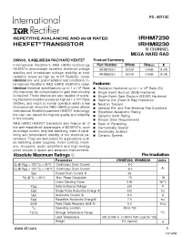 Datasheet IRHM8230 производства IRF