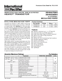Datasheet IRHNA8064 manufacturer IRF