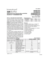 Datasheet JANSH2N7270 manufacturer IRF