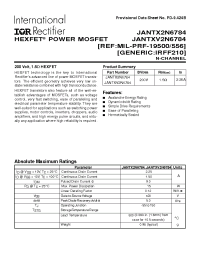 Datasheet JANTXV2N6784 manufacturer IRF