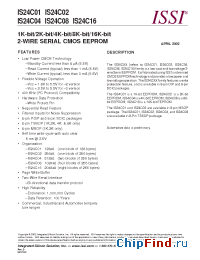 Datasheet IS24C01-2ZI-TR manufacturer ISSI