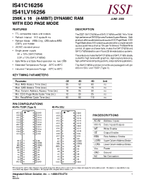 Datasheet IS41C16256-60K manufacturer ISSI