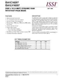 Datasheet IS41C16257-60T manufacturer ISSI