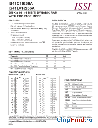 Datasheet IS41LV16256A-60T manufacturer ISSI