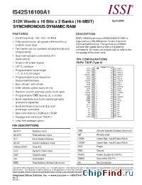 Datasheet IS42S16100A1-6T manufacturer ISSI
