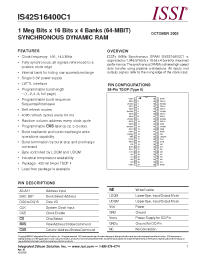 Datasheet IS42S16400C1-6T manufacturer ISSI