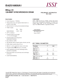 Datasheet IS42S16800A1 manufacturer ISSI