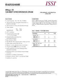 Datasheet IS42S32400B-7BI manufacturer ISSI