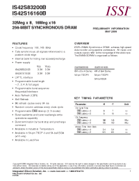 Datasheet IS42S83200B-6T manufacturer ISSI