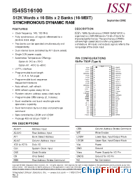 Datasheet IS45S16100-10TA manufacturer ISSI