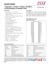 Datasheet IS45S16400-7TA manufacturer ISSI