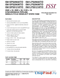 Datasheet IS61LPS25632D-133TQII manufacturer ISSI