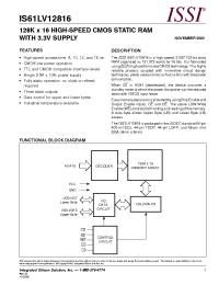 Datasheet IS61LV12816-12BI manufacturer ISSI