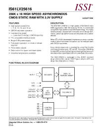 Datasheet IS61LV25616-10B manufacturer ISSI