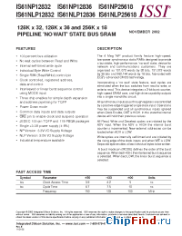 Datasheet IS61NP25618-100TQ manufacturer ISSI