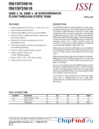 Datasheet IS61SF25616-8.5TQ производства ISSI