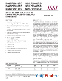Datasheet IS61SF25632D-9TQI manufacturer ISSI