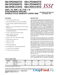 Datasheet IS61SPD25632D-133TQI manufacturer ISSI