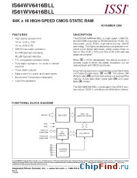 Datasheet IS61WV6416BLL-12BI manufacturer ISSI