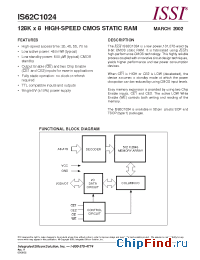 Datasheet IS62C1024-55 manufacturer ISSI