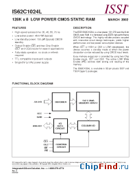 Datasheet IS62C1024L-55TI manufacturer ISSI