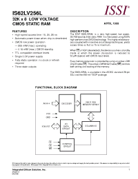 Datasheet IS62LV256L-20JI manufacturer ISSI