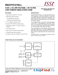 Datasheet IS62VV51216LL-70M manufacturer ISSI