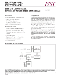 Datasheet IS62WV25616ALL-70T manufacturer ISSI