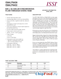 Datasheet IS64LF6432-10TQA3 manufacturer ISSI