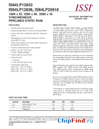 Datasheet IS64LP12832-150TQA3 manufacturer ISSI