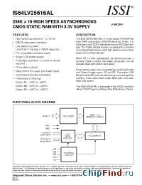 Datasheet IS64LV25616AL-12BA2 manufacturer ISSI