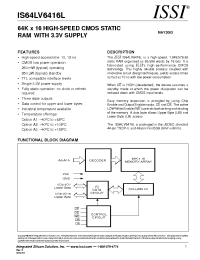 Datasheet IS64LV6416L manufacturer ISSI