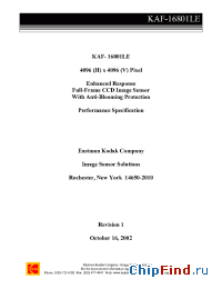 Datasheet KAF-16801E manufacturer Kodak