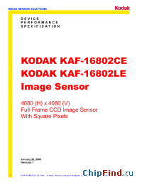 Datasheet KAF-16802CE manufacturer Kodak