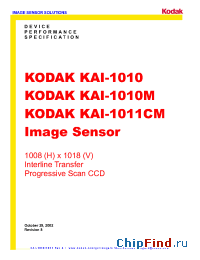 Datasheet KAI-1010 manufacturer Kodak