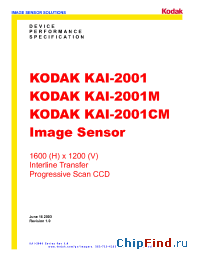 Datasheet KAI-2001 manufacturer Kodak