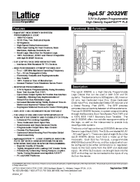 Datasheet ispLSI2032VE-110LT44 manufacturer Lattice