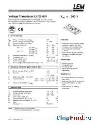 Datasheet LV25-600 manufacturer LEM